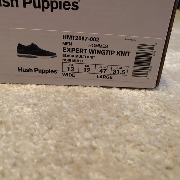 New In Box Hush Puppies Expert Wingtip Knit Oxford Black Size 15W - Picture 11 of 11